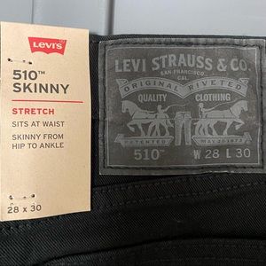 NWOT Levi's 510 Men's Skinny Stretch Jeans 28 X 30 Black W28 L30
